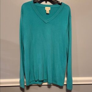 Falls Creek Teal V-Neck Sweater